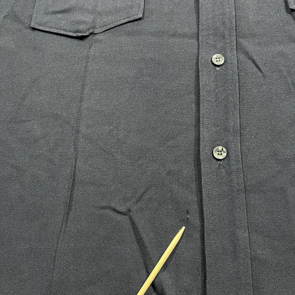 1950s Pendleton Trail Shirt Men 16.5 Navy Blue Virgin Wool Elbow Patches Pockets - Picture 8 of 16